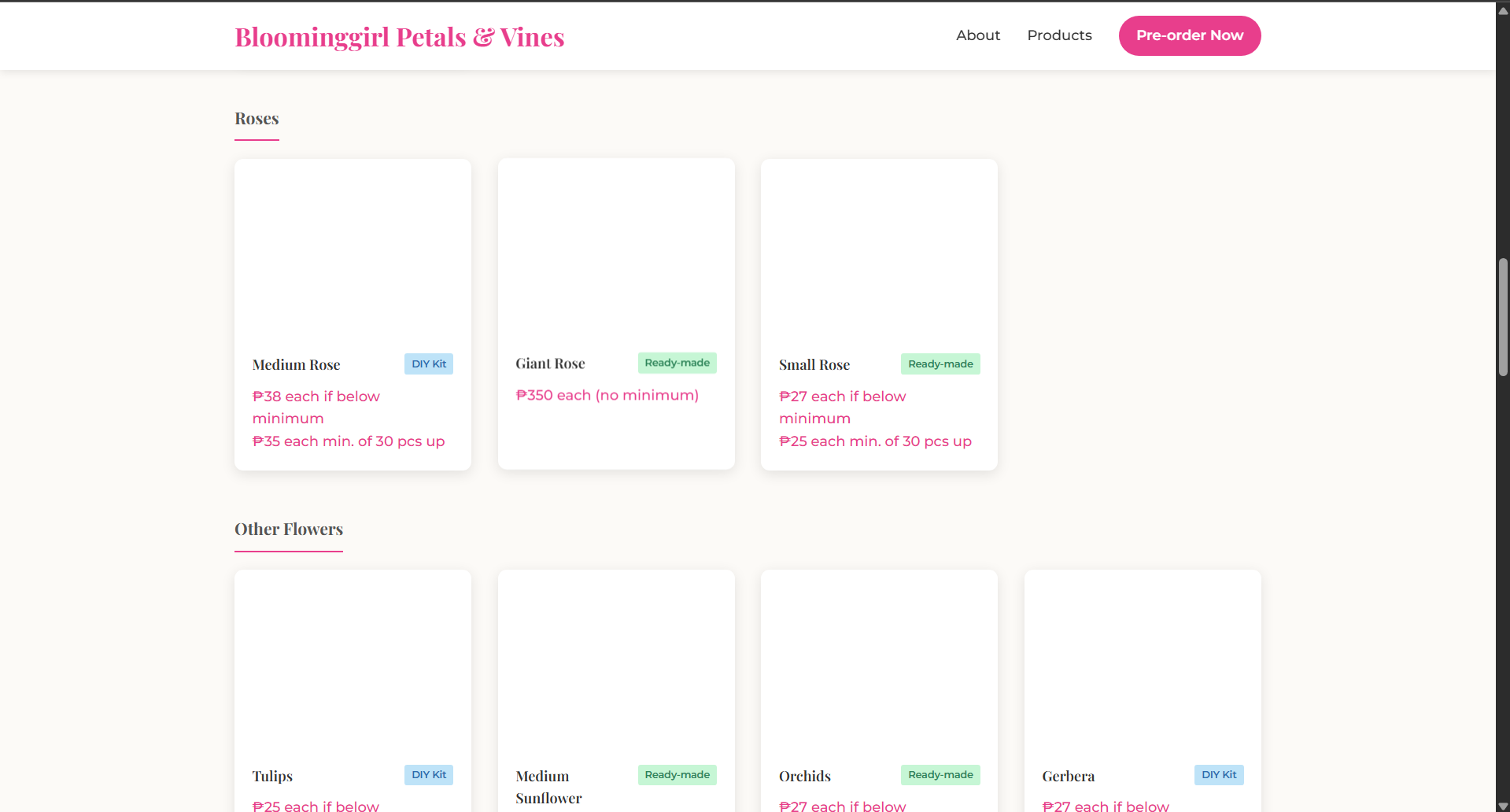 Pre Ordering Website